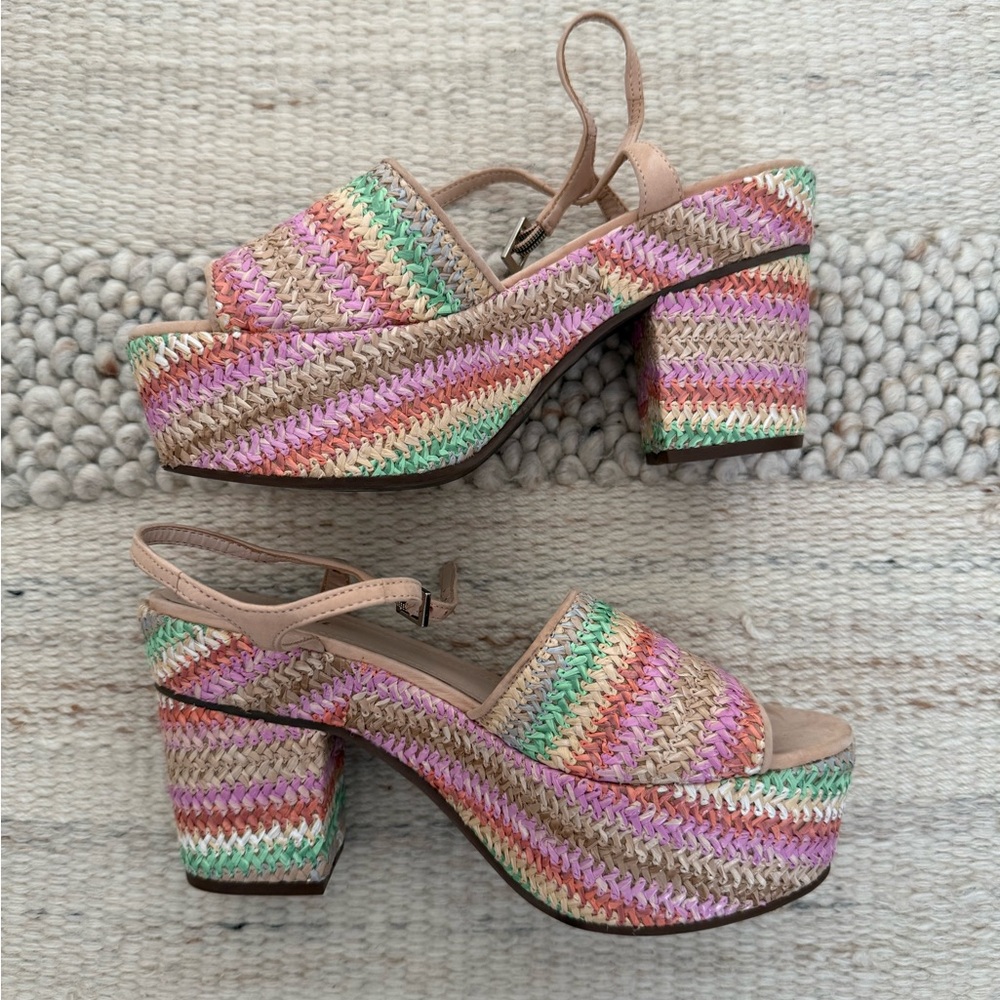 SCHUTZ Multicolor Woven Platform Sandals